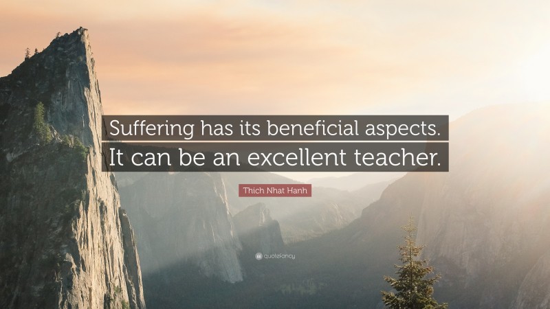 Thich Nhat Hanh Quote: “Suffering has its beneficial aspects. It can be an excellent teacher.”