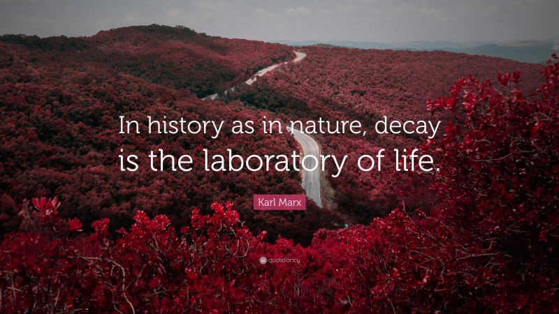 Karl Marx Quote: “In history as in nature, decay is the laboratory of life.”