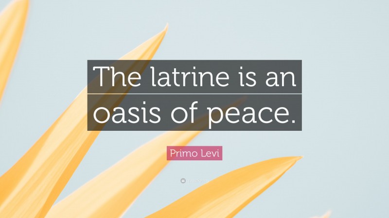 Primo Levi Quote: “The latrine is an oasis of peace.”