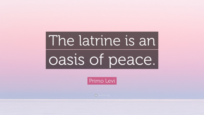Primo Levi Quote: “The latrine is an oasis of peace.”