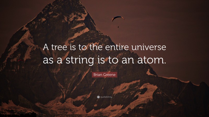 Brian Greene Quote: “A tree is to the entire universe as a string is to an atom.”