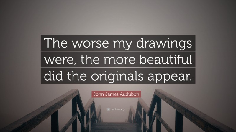 John James Audubon Quote: “The worse my drawings were, the more beautiful did the originals appear.”