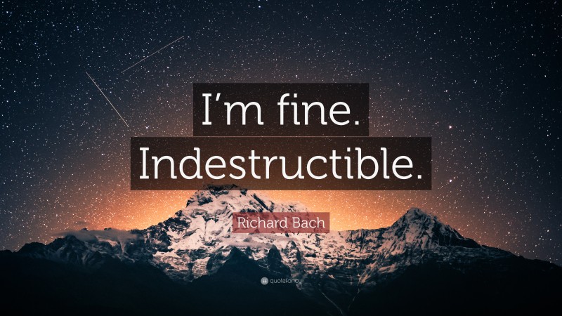 Richard Bach Quote: “I’m fine. Indestructible.”