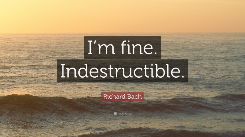 Richard Bach Quote: “I’m fine. Indestructible.”