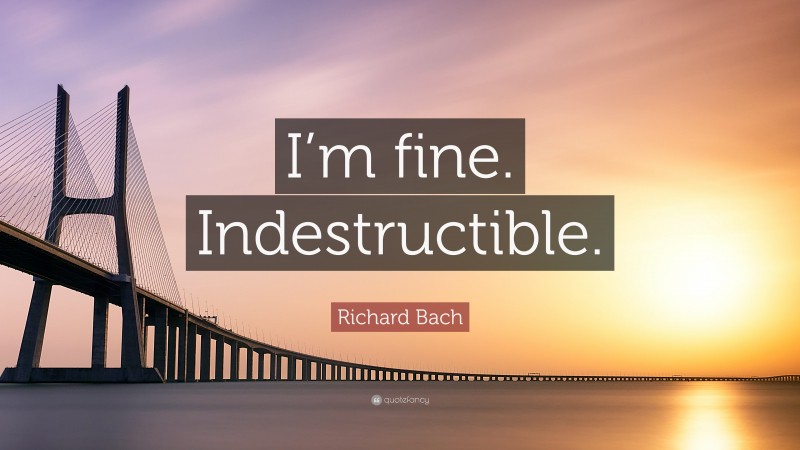 Richard Bach Quote: “I’m fine. Indestructible.”