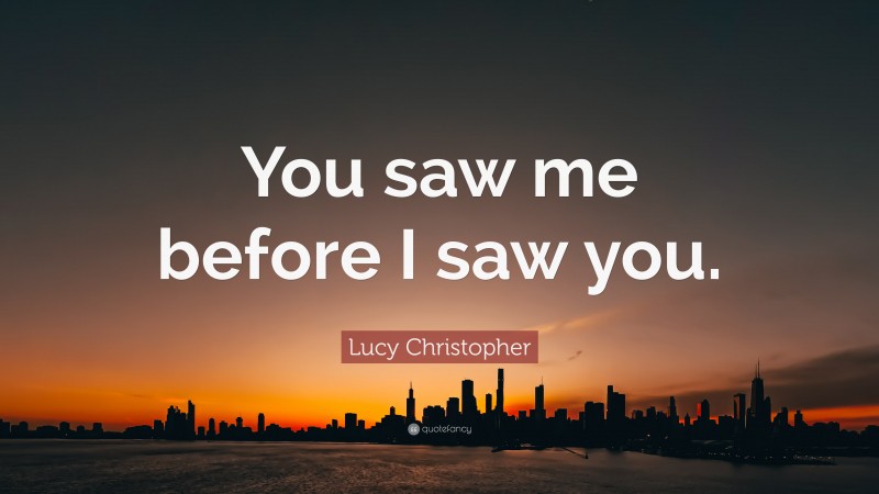 Lucy Christopher Quote: “You saw me before I saw you.”