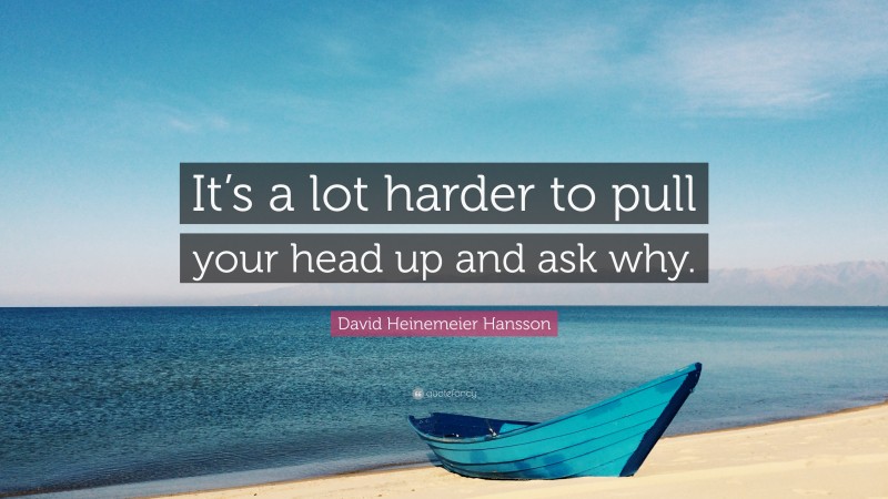 David Heinemeier Hansson Quote: “It’s a lot harder to pull your head up and ask why.”