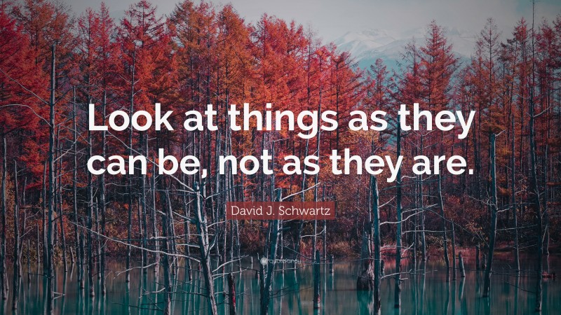 David J. Schwartz Quote: “Look at things as they can be, not as they are.”