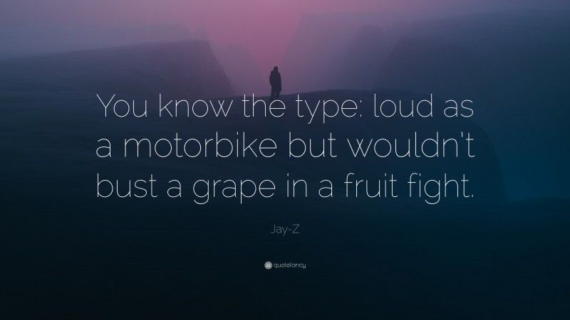 Jay-Z Quote: “You know the type: loud as a motorbike but wouldn’t bust a grape in a fruit fight.”