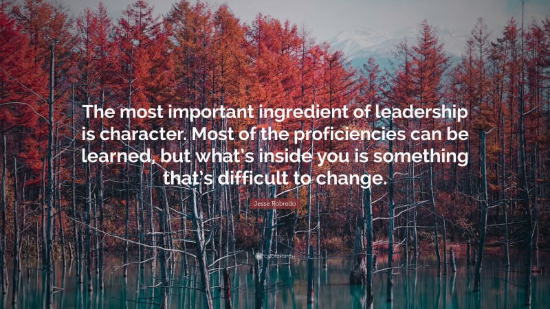 Jesse Robredo Quote: “The most important ingredient of leadership is character. Most of the proficiencies can be learned, but what’s inside you is something that’s difficult to change.”