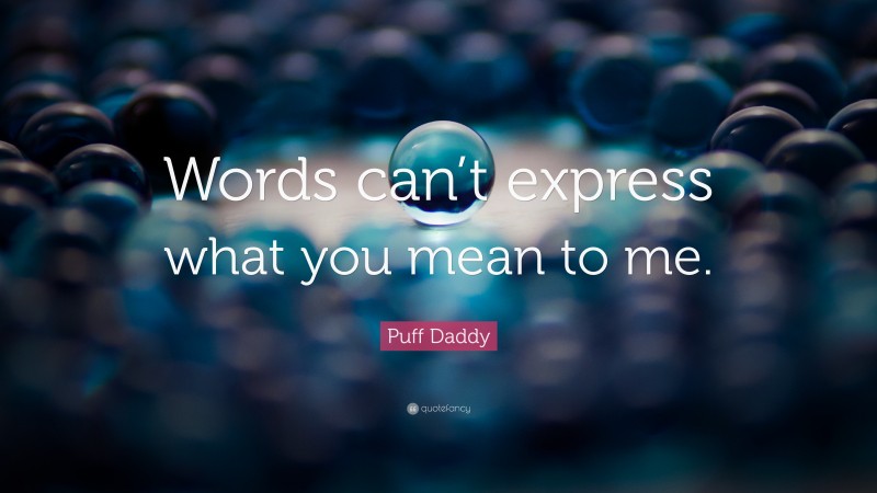 Puff Daddy Quote: “Words can’t express what you mean to me.”