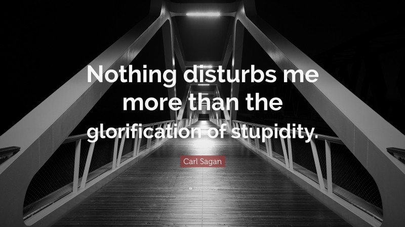 Carl Sagan Quote: “Nothing disturbs me more than the glorification of stupidity.”