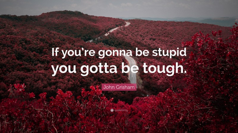 John Grisham Quote: “If you’re gonna be stupid you gotta be tough.”