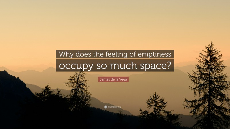 James de la Vega Quote: “Why does the feeling of emptiness occupy so much space?”