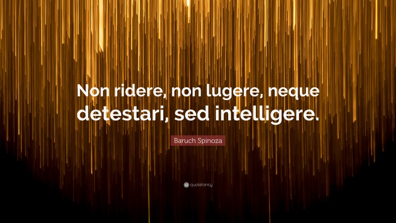 Baruch Spinoza Quote: “Non ridere, non lugere, neque detestari, sed intelligere.”