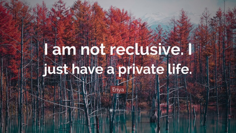Enya Quote: “I am not reclusive. I just have a private life.”