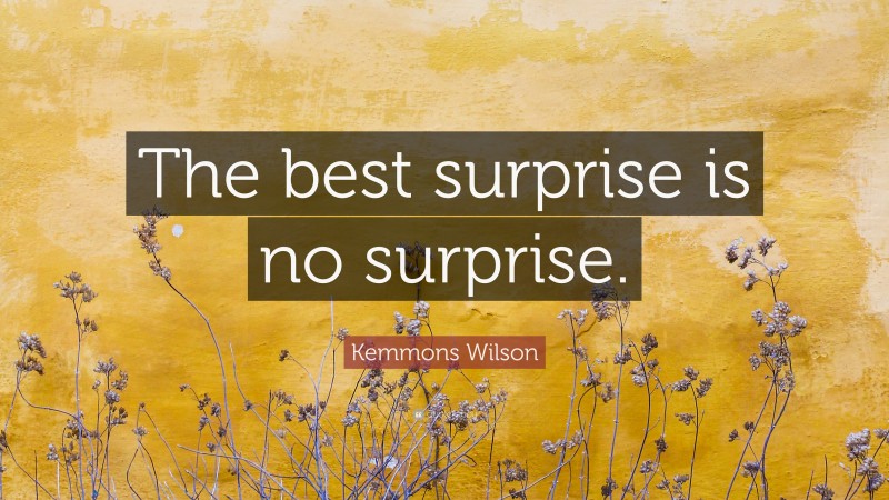 Kemmons Wilson Quote: “The best surprise is no surprise.”