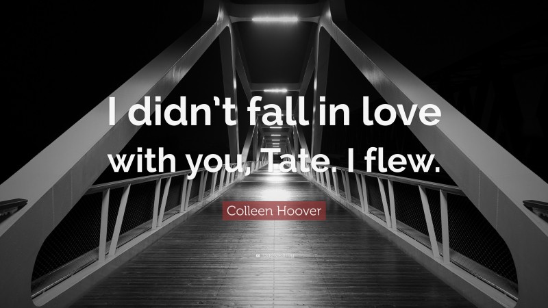 Colleen Hoover Quote: “I didn’t fall in love with you, Tate. I flew.”