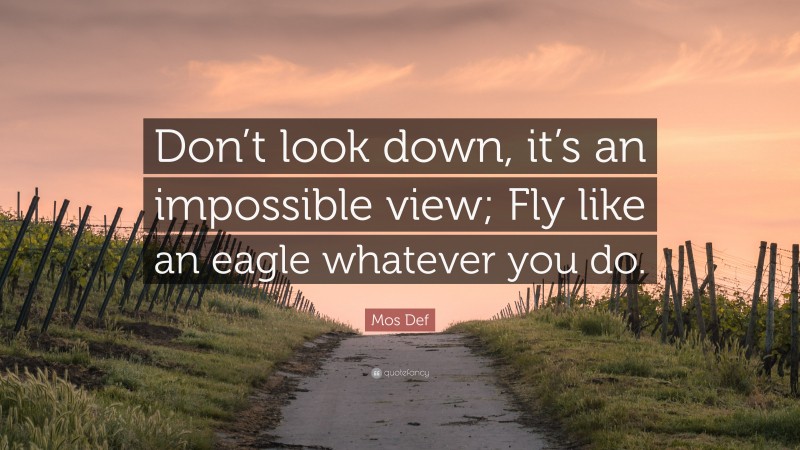 Mos Def Quote: “Don’t look down, it’s an impossible view; Fly like an eagle whatever you do.”