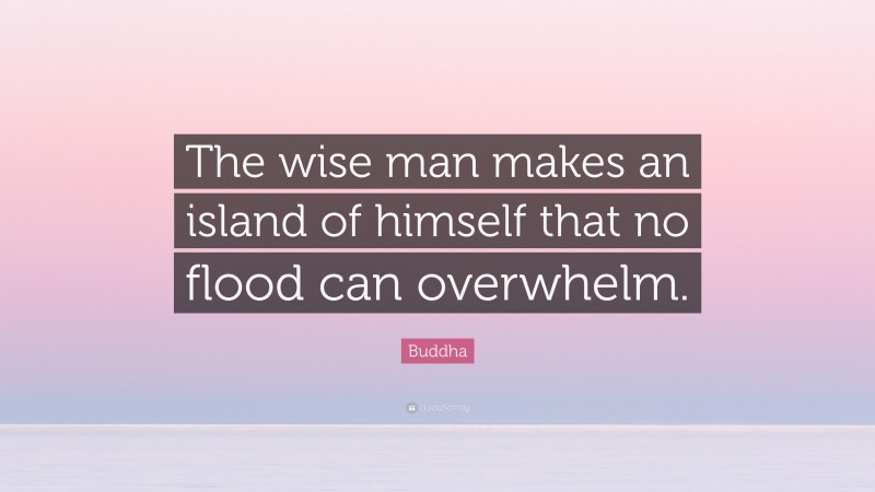 Buddha Quote: “The wise man makes an island of himself that no flood can overwhelm.”