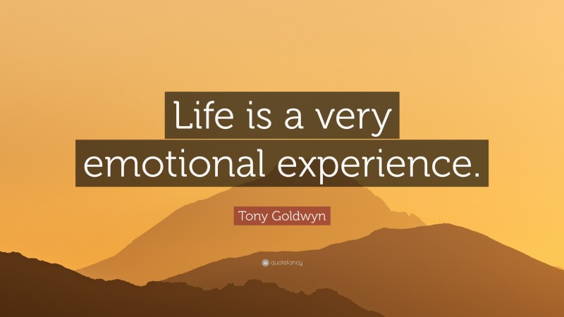 Tony Goldwyn Quote: “Life is a very emotional experience.”