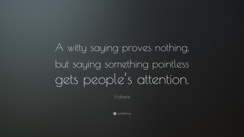 Voltaire Quote: “A witty saying proves nothing, but saying something pointless gets people’s attention.”
