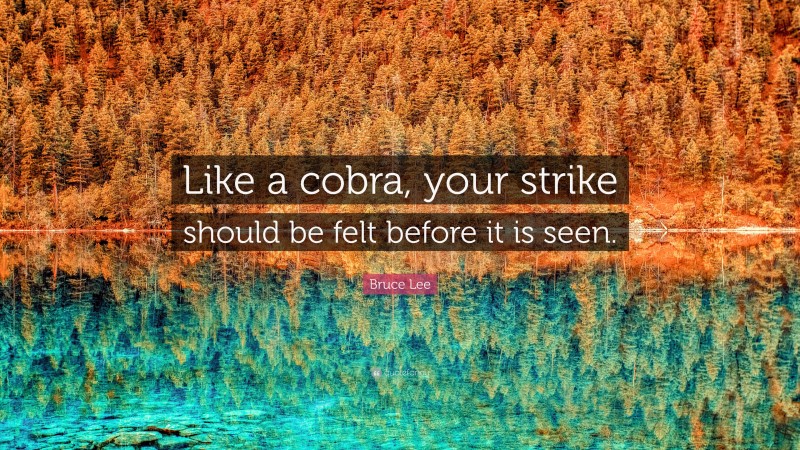 Bruce Lee Quote: “Like a cobra, your strike should be felt before it is seen.”