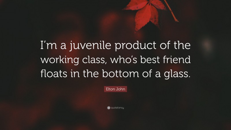 Elton John Quote: “I’m a juvenile product of the working class, who’s best friend floats in the bottom of a glass.”