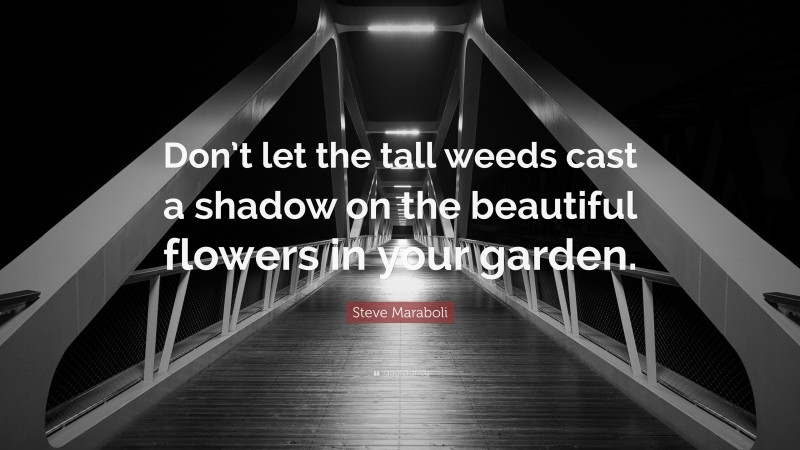 Steve Maraboli Quote: “Don’t let the tall weeds cast a shadow on the beautiful flowers in your garden.”