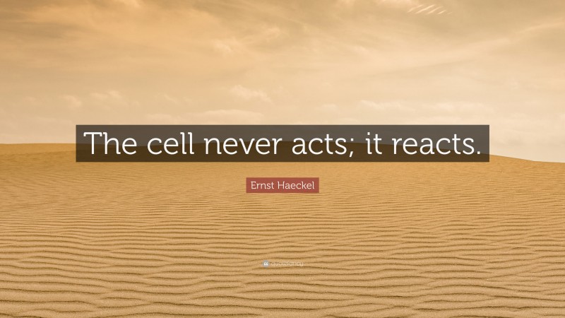 Ernst Haeckel Quote: “The cell never acts; it reacts.”
