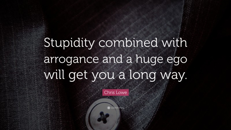 Chris Lowe Quote: “Stupidity combined with arrogance and a huge ego will get you a long way.”