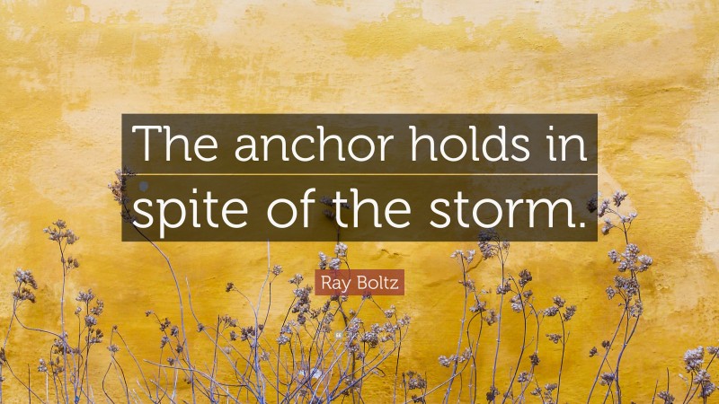 Ray Boltz Quote: “The anchor holds in spite of the storm.”