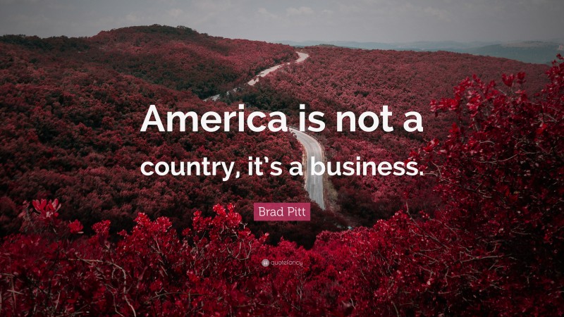 Brad Pitt Quote: “America is not a country, it’s a business.”