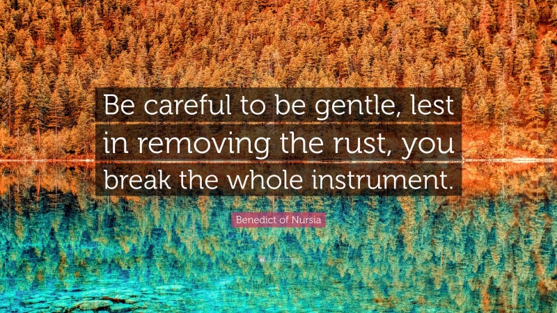 Benedict of Nursia Quote: “Be careful to be gentle, lest in removing the rust, you break the whole instrument.”