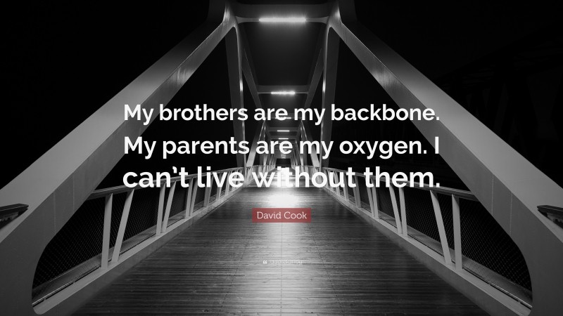 David Cook Quote: “My brothers are my backbone. My parents are my oxygen. I can’t live without them.”