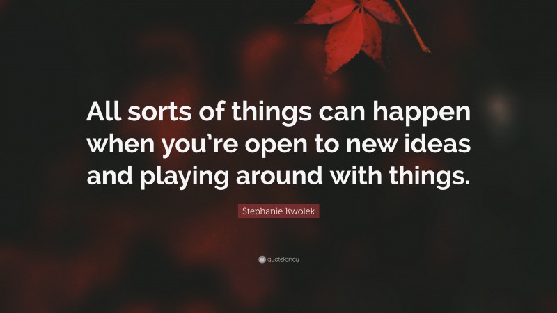 Stephanie Kwolek Quote: “All sorts of things can happen when you’re open to new ideas and playing around with things.”