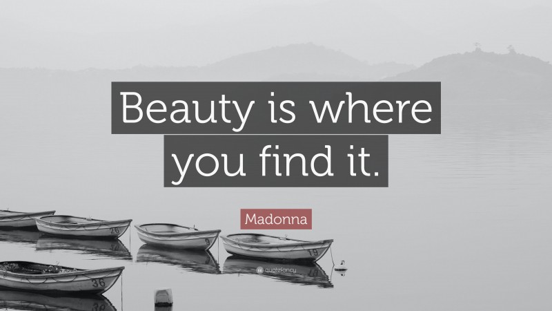 Madonna Quote: “Beauty is where you find it.”
