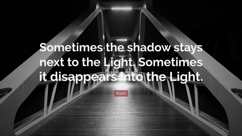 Rumi Quote: “Sometimes the shadow stays next to the Light. Sometimes it disappears into the Light.”