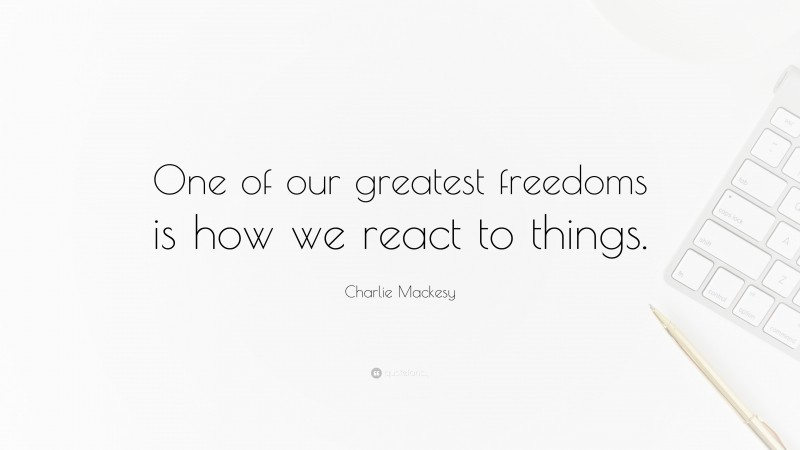 Charlie Mackesy Quote: “One of our greatest freedoms is how we react to things.”