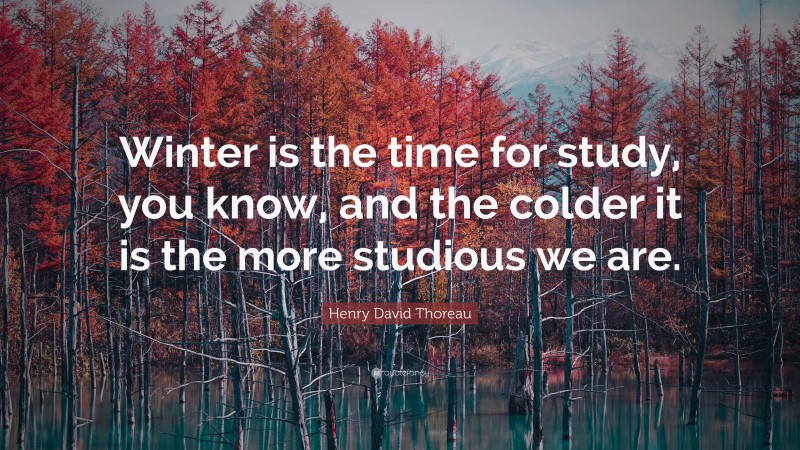 Henry David Thoreau Quote: “Winter is the time for study, you know, and the colder it is the more studious we are.”