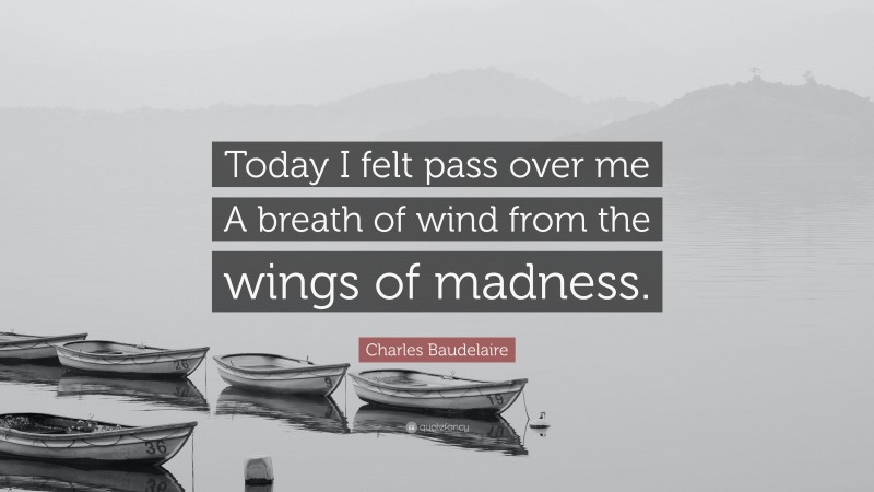 Charles Baudelaire Quote: “Today I felt pass over me A breath of wind from the wings of madness.”