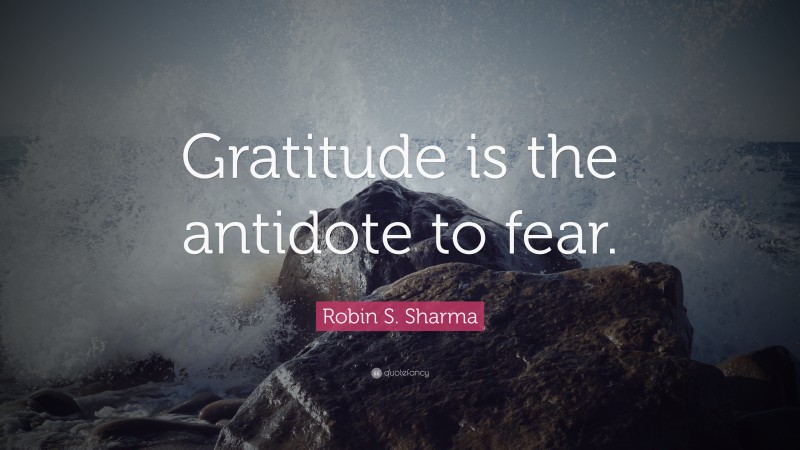 Robin S. Sharma Quote: “Gratitude is the antidote to fear.”