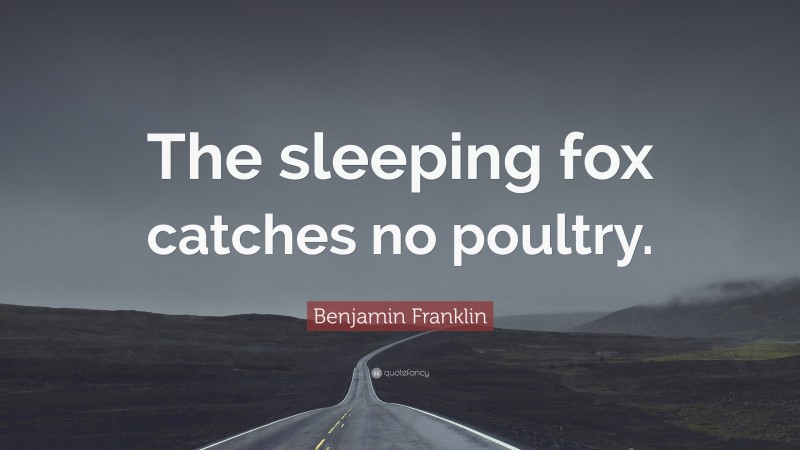Benjamin Franklin Quote: “The sleeping fox catches no poultry.”