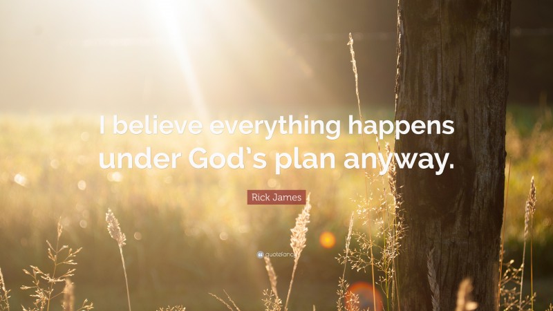Rick James Quote: “I believe everything happens under God’s plan anyway.”