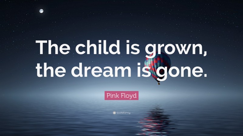 Pink Floyd Quote: “The child is grown, the dream is gone.”