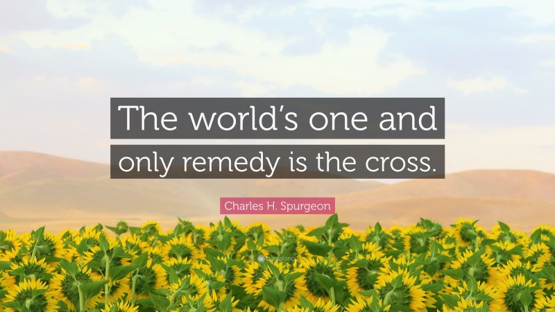 Charles H. Spurgeon Quote: “The world’s one and only remedy is the cross.”
