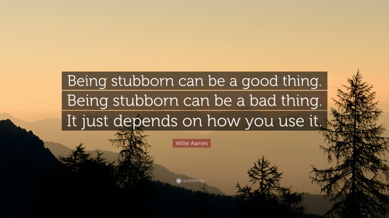 Willie Aames Quote: “Being stubborn can be a good thing. Being stubborn can be a bad thing. It just depends on how you use it.”