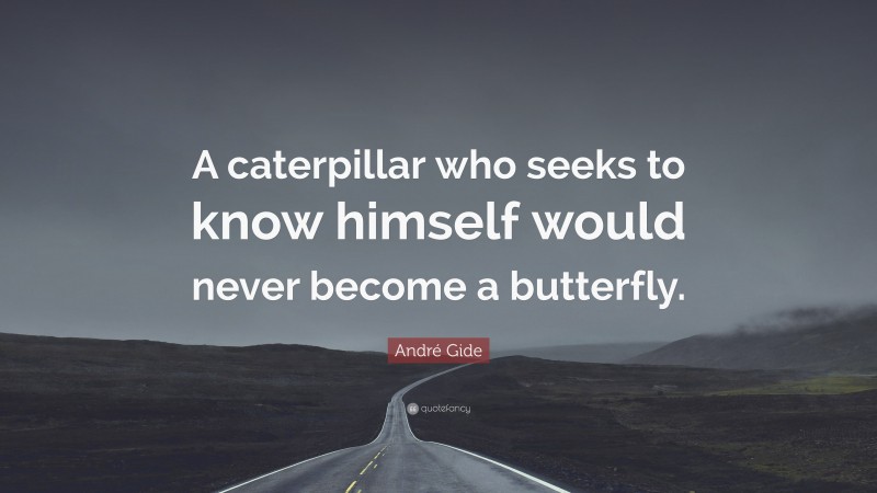 André Gide Quote: “A caterpillar who seeks to know himself would never become a butterfly.”