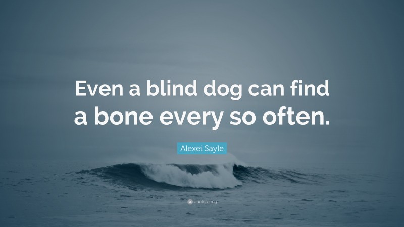 Alexei Sayle Quote: “Even a blind dog can find a bone every so often.”
