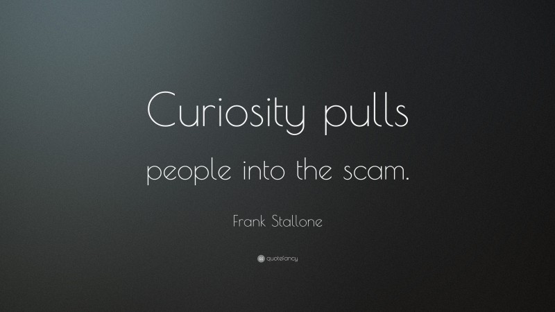 Frank Stallone Quote: “Curiosity pulls people into the scam.”